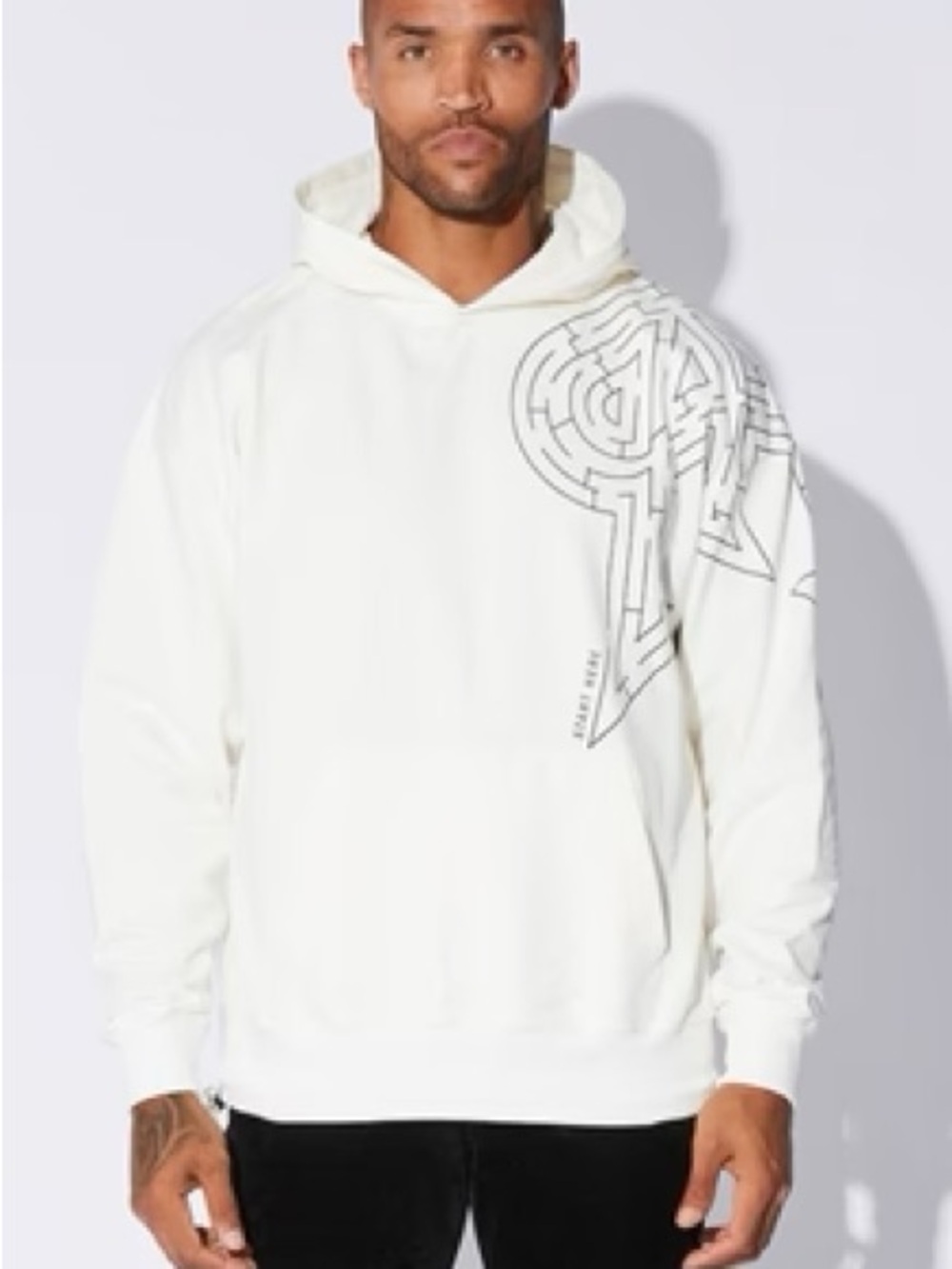 RTA OVERSIZED WHITE MAZE HOODIE- Small